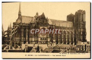 Old Postcard Reims Cathedral Lateral View North