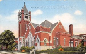 J40/ Hattiesburg Mississippi Postcard Linen Main St Methodist Church  184