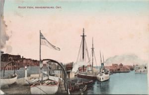 River View Ahmerstburg Ontario ON Boats c1911 Postcard D95
