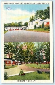 ASHEVILLE, North Carolina NC ~ Roadside LITTLE HOMES COURT c1940s Linen Postcard