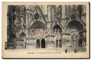 Old Postcard Bourges The five gates of the cathedral