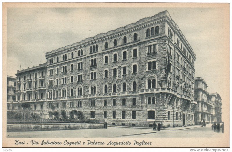 BARI , Italy , 10-20s ; Via Salvatore Cagnetti e Palazzo Acquedotto Pugliese