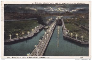 Miraflores Locks By Moonlight, Panama Canal, Panama, PU-1928