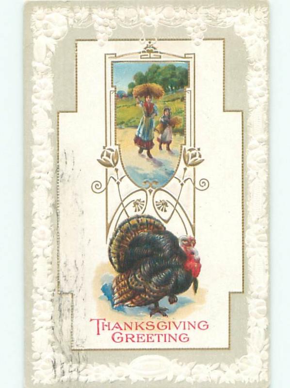 Divided-Back THANKSGIVING SCENE Great Postcard AA0686