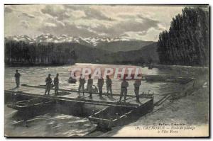 Postcard Old Army Grenoble Ecole bypass has the & # 39Ile Green