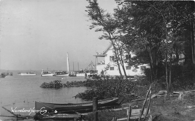 J21/ White Lake Michigan RPPC Postcard c1932 Whitelake Yacht Club Boats  92