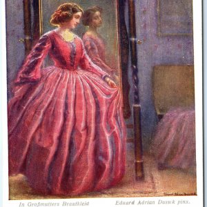 c1910s Vienna Austria In Grandmother's Wedding Dress Mirror Painting Eduard A366