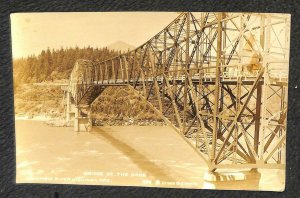 RPPC BRIDGE OF THE GODS COLUMBIA RIVER HWY OREGON REAL PHOTO POSTCARD (1930s)