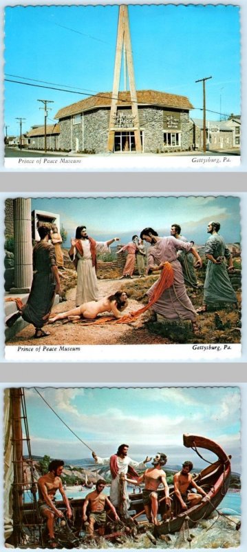 3 Postcards GETTYSBURG, PA~ Artist Paul Cunningham PRINCE OF PEACE MUSEUM 4x6