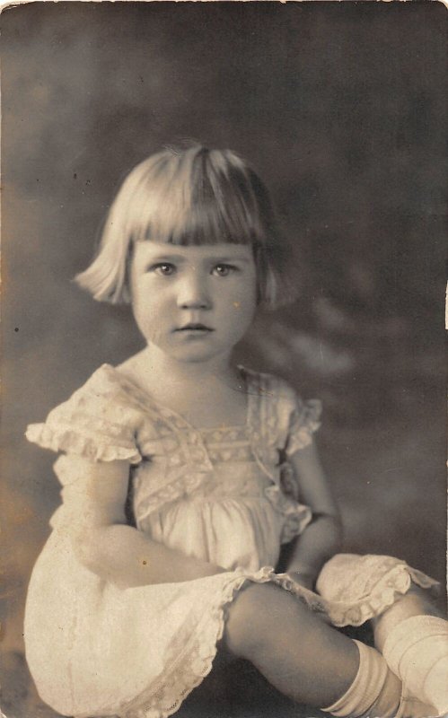 F71/ Interesting Real Photo RPPC Postcard c1920s Beautiful Child Girl Dress 15