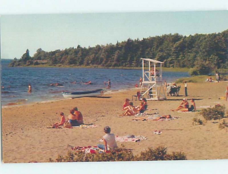 Pre-1980 LIFEGUARD TOWER AT BEACH Cadillac By Grayling & Traverse City MI G5726