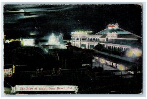 c1910 Pike Night Moon Exterior Building Long Beach California Vintage Postcard