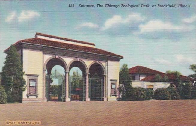 Illinois Chicago Zoological Park At Brookfield Entrance Curteich