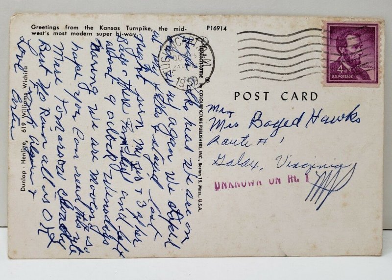 Kansas City Turnpike Illustrated Greetings Postcard C20