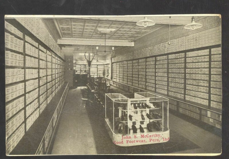 PERU INDIANA MCCARTHY GOOD FOOT SHOE STORE INTERIOR ADVERTISING POSTCARD