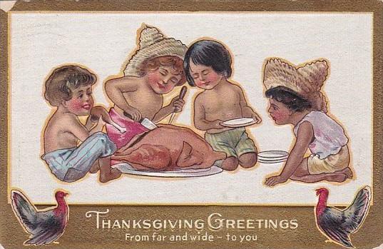 Thanksgiving Children From Around The World Carving Turkey 1910