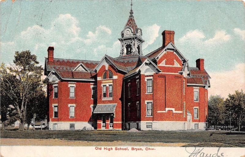 Ohio Postcard 1907 BRYAN Old High School Building Williams County 2