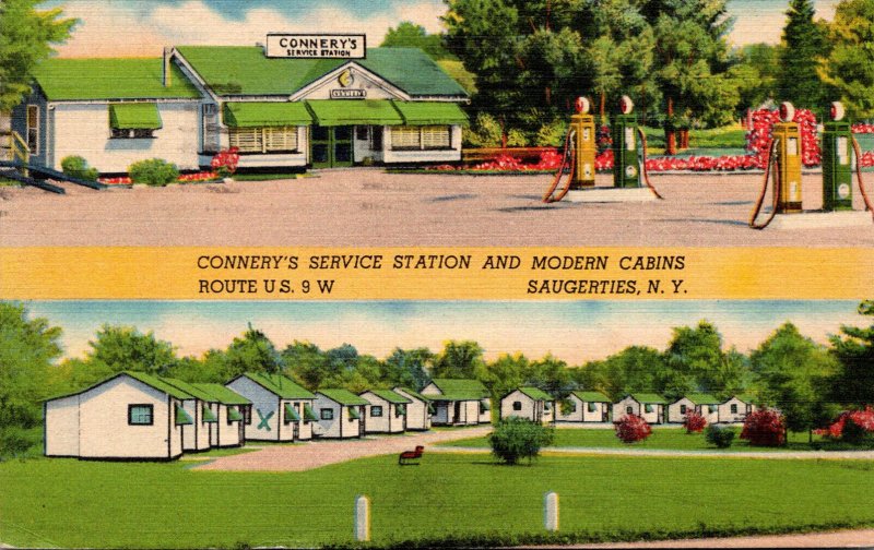 New York Saugerties Connery's Service Station and Modern Cabins 1948