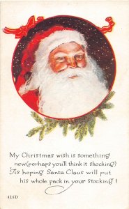 J24/ Santa Claus Christmas Postcard c1910 Snow Smile 130