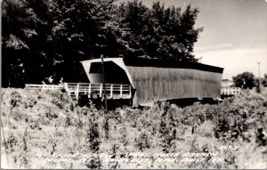 Real Photo Postcard McBride Covered Bridge in Winterset, Iowa