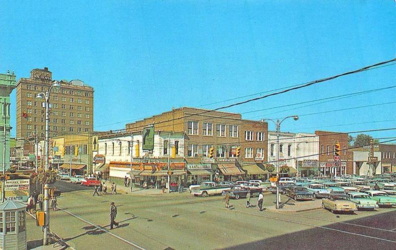 Goldsboro NC Storefronts Business Section Wayne Movie Theatre Old Cars Postcard