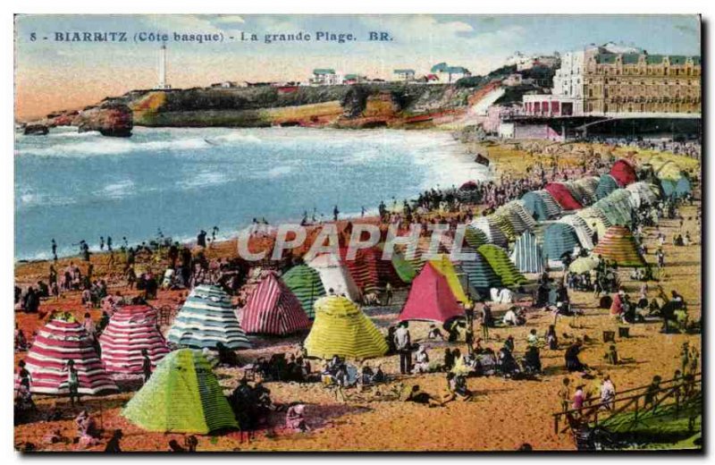 Old Postcard Biarritz La Grande Plage