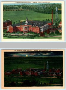 2 Postcards COLUMBIA, South Carolina SC ~ Day/Night VETERANS HOSPITAL Facility