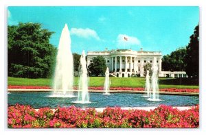 The White House Washington D. C. Postcard Water Fountain Flowers