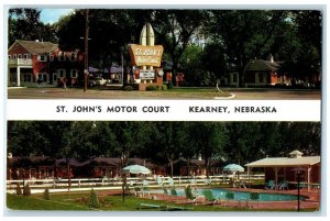 c1960's St. John's Motor Court Signage Kearney Nebraska NE Unposted Postcard