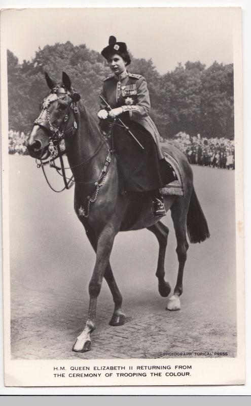 Her Majesty Queen Elizabeth II, Returning From Trooping The Colour PPC, Unposted 