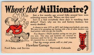 NORWOOD, CO Colorado HAWKES GARAGE   c1930s Advertising   Postcard