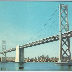 c1950s San Francisco, CA Oakland Bay Bridge Panorama Chrome Photo PC Calif. A221