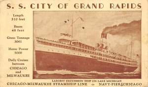 SS City of Grand Rapid 12647 Chicago Milwaukee Steamship Line Ship 