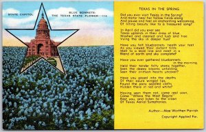 State Capitol Blue Bonnets Texas State Flower Texas In The Spring Postcard