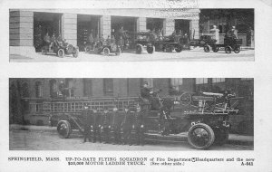 $10,000 MOTOR LADDER FIRE TRUCK SPRINGFIELD MASSACHUSETTS POSTCARD 1915