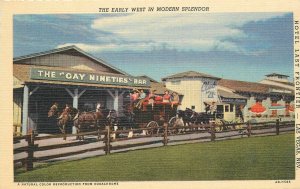 Postcard Nevada 1940s Gay 90s Bar Horse Carriage Teich 23-3904