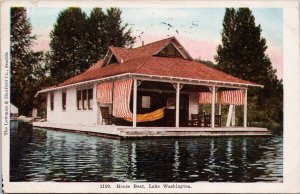 House Boat Lake Washington WA c1908 Postcard H31