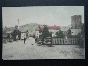 Devon BAMPTON High Street & Safety Notice DANGEROUS CORNERS c1905 Postcard