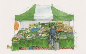 Vegetable Stall Inverness London Street Market Painting Postcard