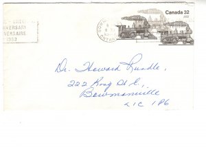 Postal Stationery Envelope, Canada, 32 Cent Railway Trains, Used  Ontario