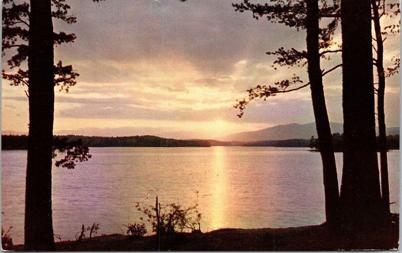 Sunset Chuckanut Drive Puget Sound Washington WA Postcard VTG UNP Plastichrome