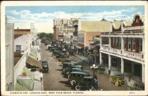 West Palm Beach FL Clematis Ave East Old Cars Victrolas Sign c1920 Postcard