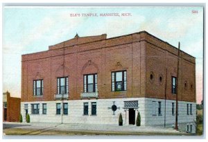 C1950's Elk's Temple Building Roadside Manistee Michigan MI Unposted Postcard 