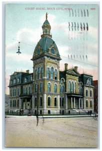 1909 Court House Building Street View Sioux City Iowa IA Posted Antique Postcard