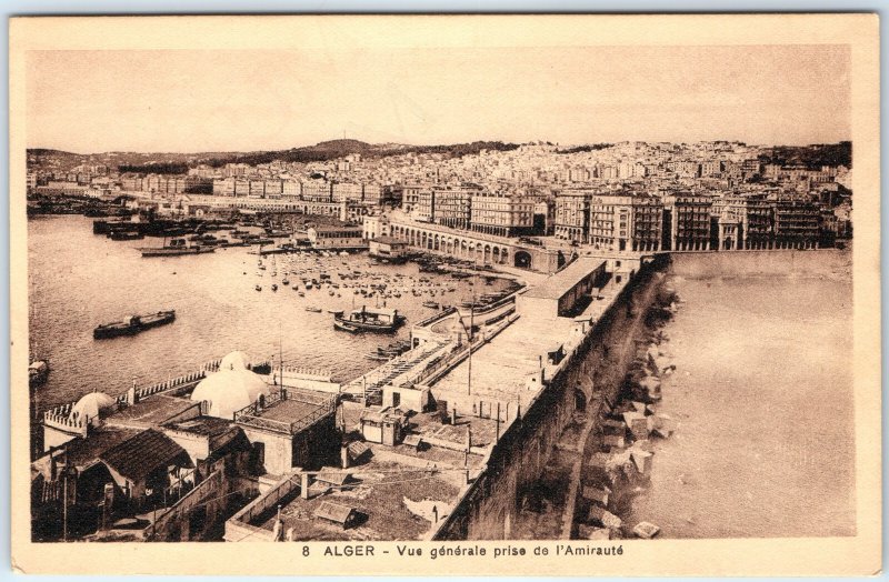 c1910s Algiers, Algeria Admiralty Harbor Downtown Birds Eye Port Steamships A338
