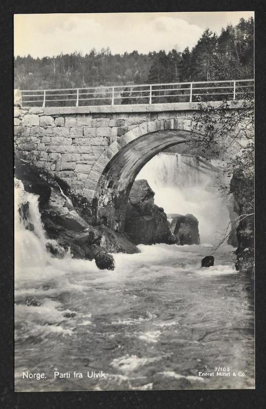 Ulvik Bridge & White Water Norway RPPC unused c1920's