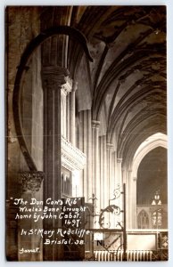 Vintage Sepia Photo Postcard The Dun Cow's Rib St Mary Redcliffe Bristol