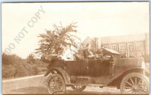 c1910s Unknown Touring Car RPPC Girl Driving Auto Nice Real Photo Postcard A125
