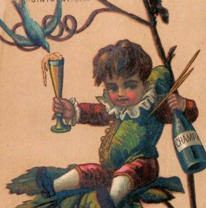 1870s-80s Dalley's Magical Pain Extractor Fairy Cherub Drunk Champagne Bird P209