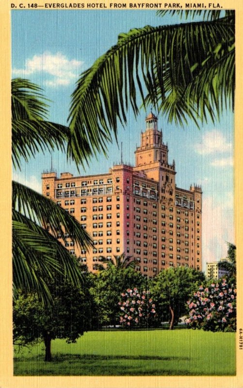 Florida Miami Everglades Hotel From Bayfront Park Curteich